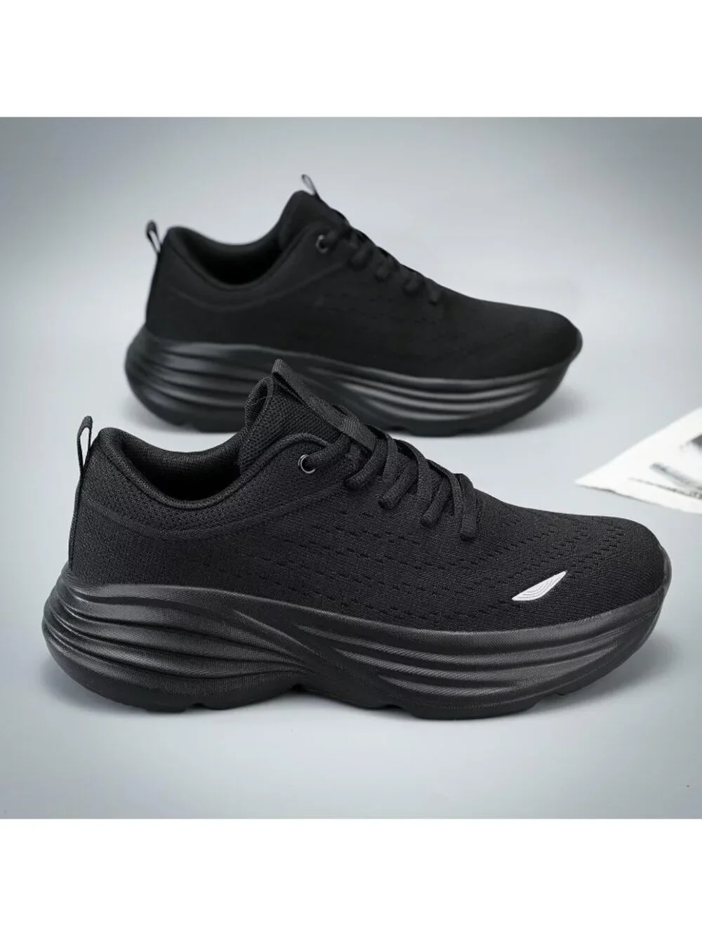 Men's Black Walking Shoes Comfortable Running Tennis Lightweight Mesh Sneakers